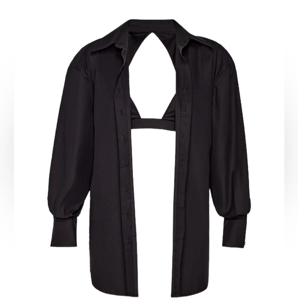 Ser.O.Ya Size Small Lydia Button up Cotton Halter Open Back Shirt Black NEW